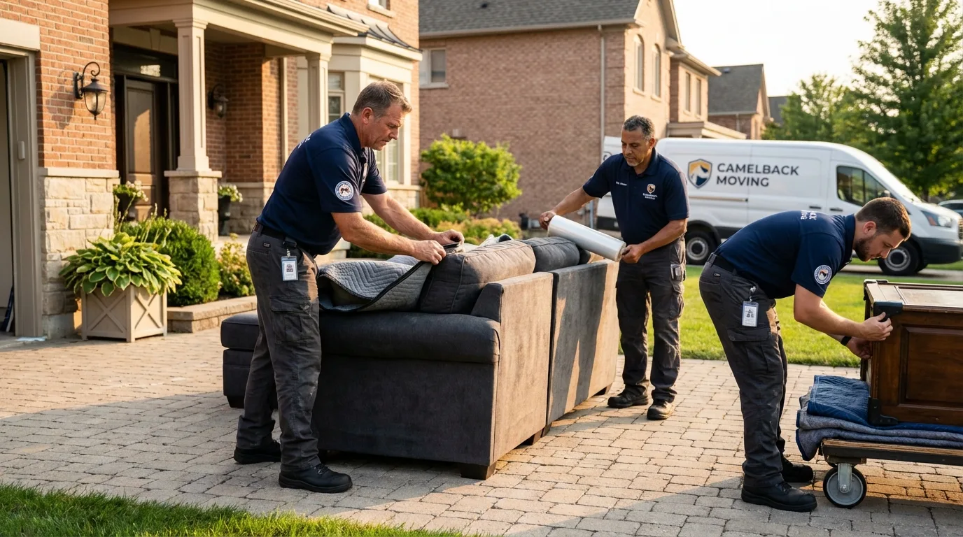 Large estate moving crew wrapping furniture in Osceola, MO