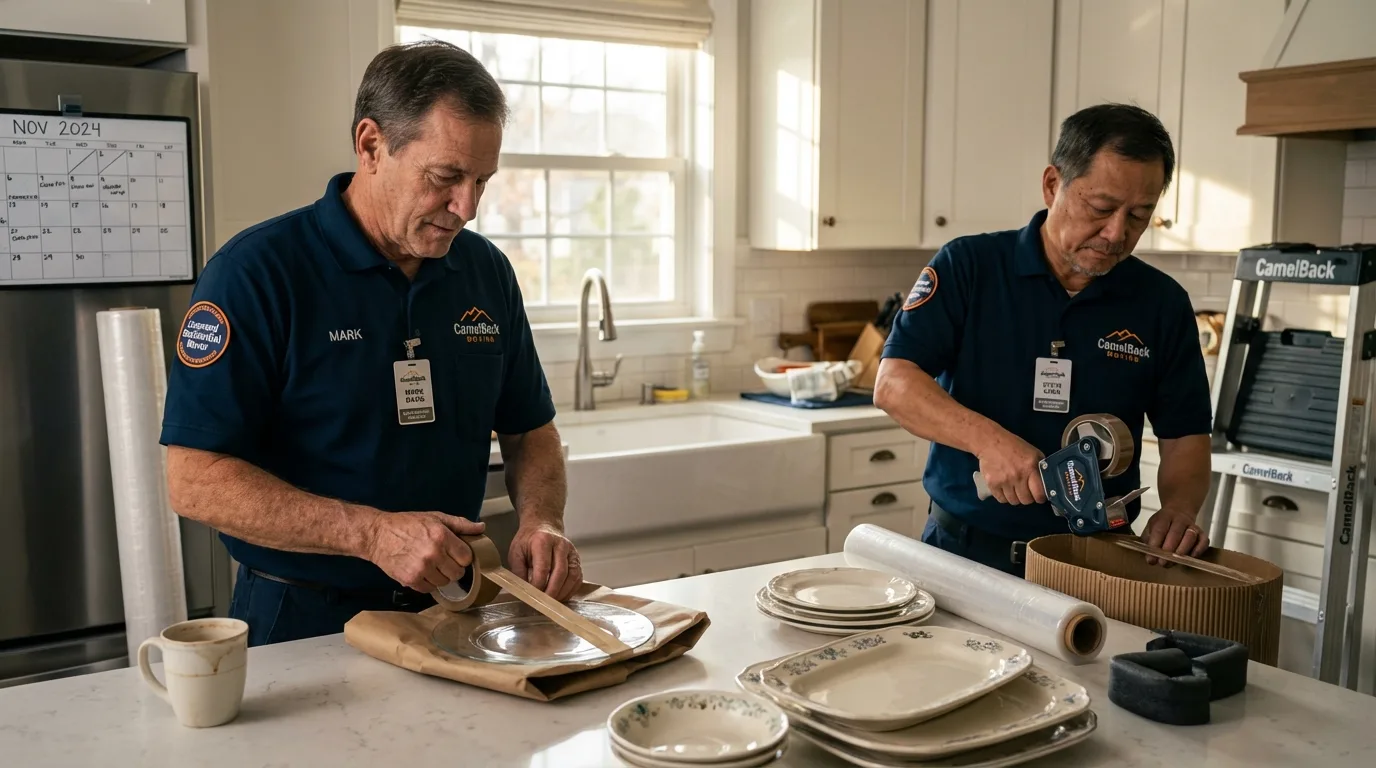 Professional crew packing kitchen dishware in Osceola, MO